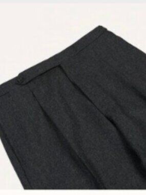 Drake's - Grey Wool Flannel Single Pleat Trouser - Size 46